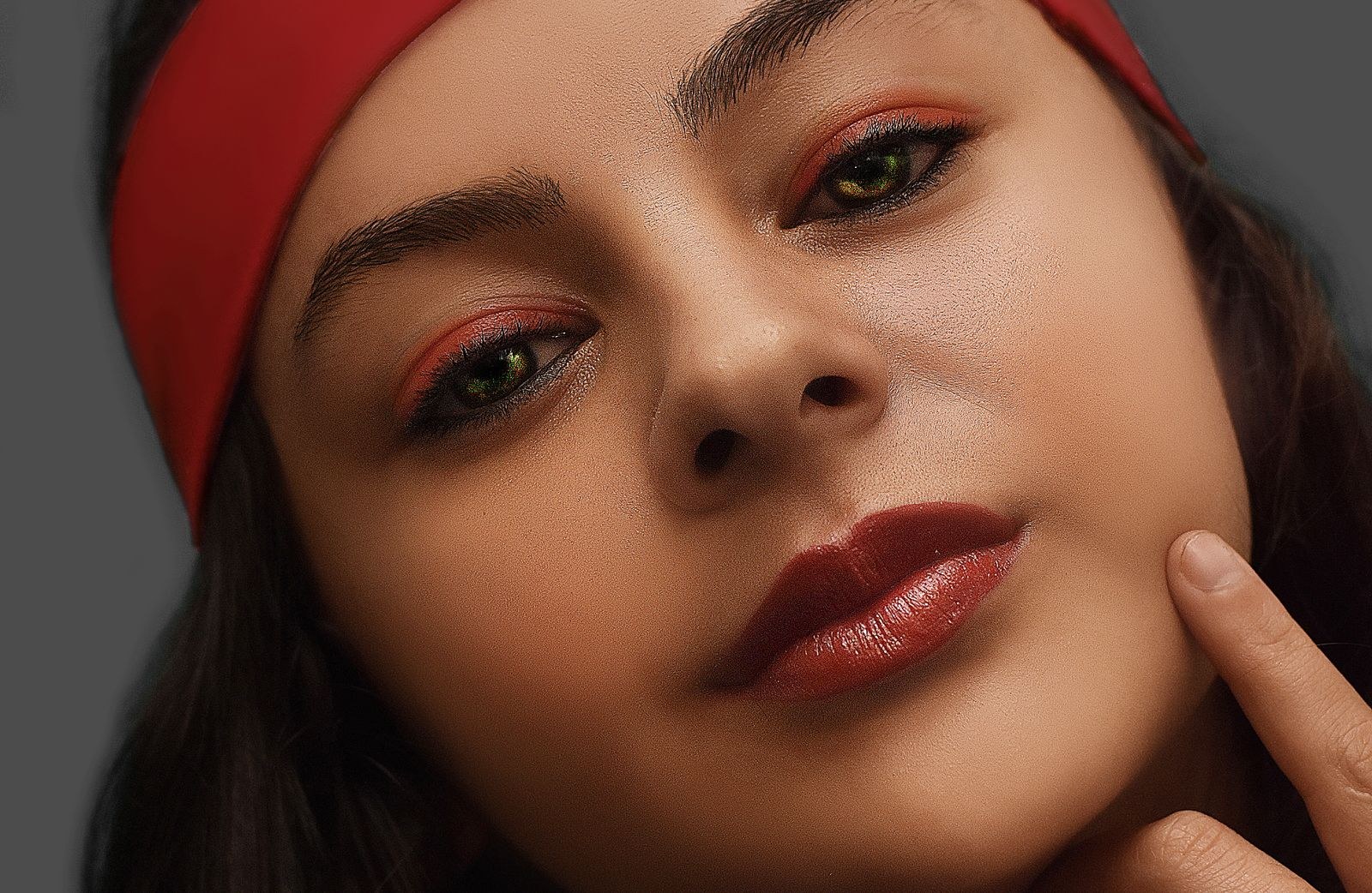Retoucher working on a portrait close-up